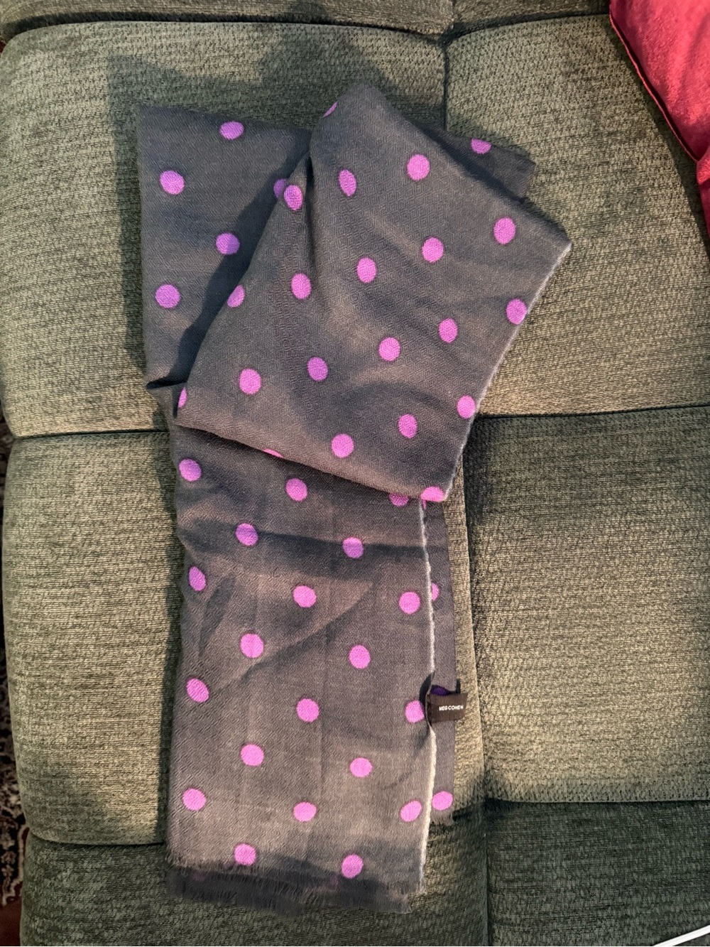 Polka Dot green and Purple Women's Scarf - MEG COHEN 100% wool